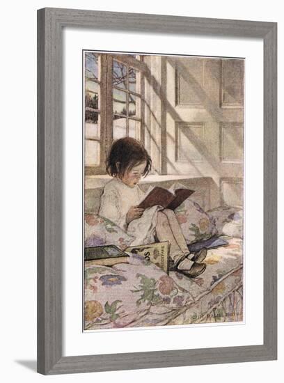 A Girl Reading, from 'A Child's Garden of Verses' by Robert Louis Stevenson, Published 1885-Jessie Willcox-Smith-Framed Giclee Print