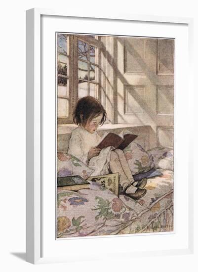 A Girl Reading, from 'A Child's Garden of Verses' by Robert Louis Stevenson, Published 1885-Jessie Willcox-Smith-Framed Giclee Print