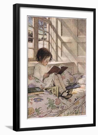 A Girl Reading, from 'A Child's Garden of Verses' by Robert Louis Stevenson, Published 1885-Jessie Willcox-Smith-Framed Giclee Print