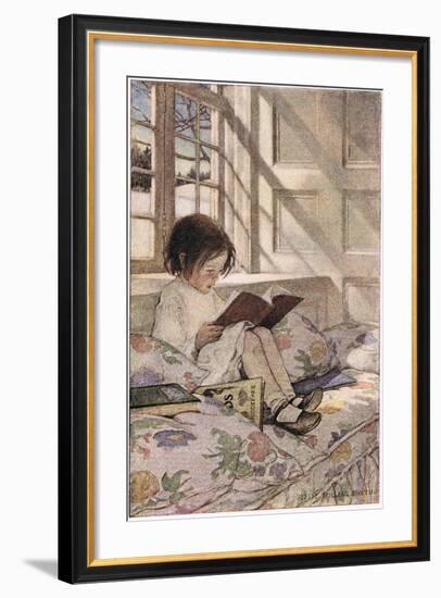 A Girl Reading, from 'A Child's Garden of Verses' by Robert Louis Stevenson, Published 1885-Jessie Willcox-Smith-Framed Giclee Print