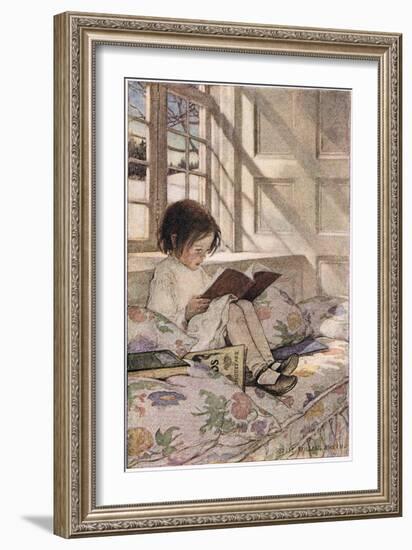 A Girl Reading, from 'A Child's Garden of Verses' by Robert Louis Stevenson, Published 1885-Jessie Willcox-Smith-Framed Giclee Print