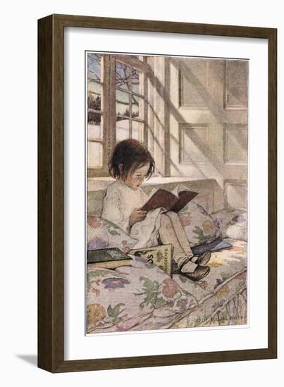 A Girl Reading, from 'A Child's Garden of Verses' by Robert Louis Stevenson, Published 1885-Jessie Willcox-Smith-Framed Giclee Print