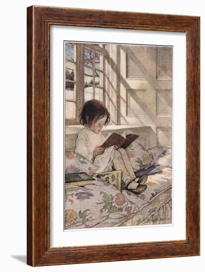 A Girl Reading, from 'A Child's Garden of Verses' by Robert Louis Stevenson, Published 1885-Jessie Willcox-Smith-Framed Giclee Print