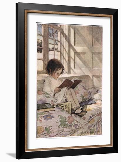 A Girl Reading, from 'A Child's Garden of Verses' by Robert Louis Stevenson, Published 1885-Jessie Willcox-Smith-Framed Giclee Print