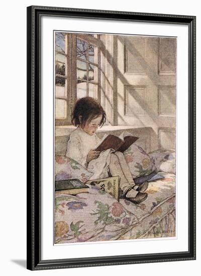 A Girl Reading, from 'A Child's Garden of Verses' by Robert Louis Stevenson, Published 1885-Jessie Willcox-Smith-Framed Giclee Print