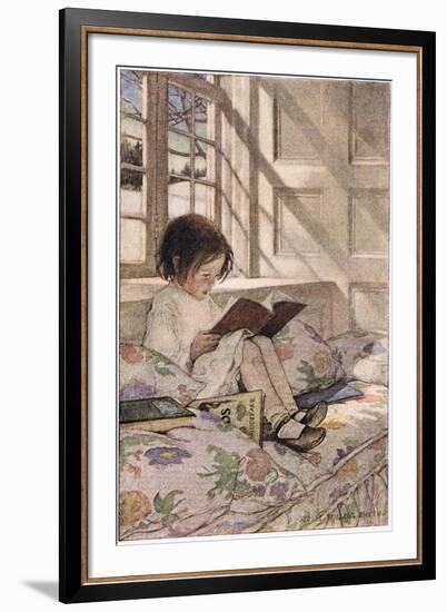 A Girl Reading, from 'A Child's Garden of Verses' by Robert Louis Stevenson, Published 1885-Jessie Willcox-Smith-Framed Giclee Print