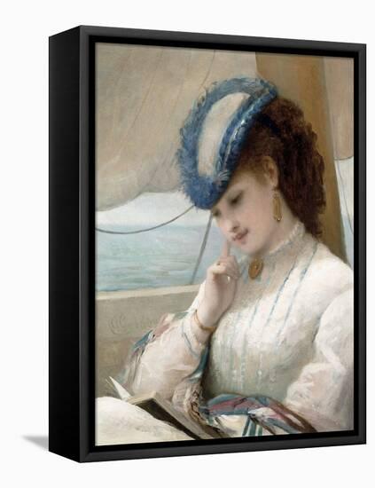 A Girl Reading in a Sailing Boat, 1869-Alfred Chantrey Corbould-Framed Premier Image Canvas