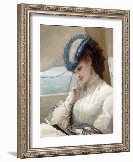 A Girl Reading in a Sailing Boat, 1869-Alfred Chantrey Corbould-Framed Giclee Print