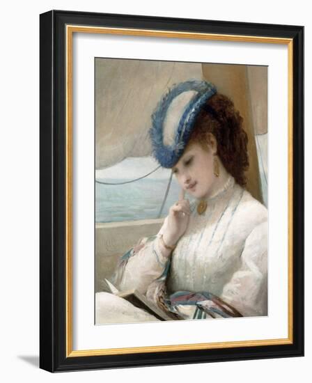 A Girl Reading in a Sailing Boat, 1869-Alfred Chantrey Corbould-Framed Giclee Print