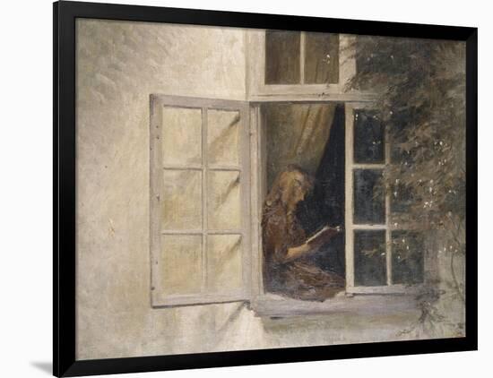 A Girl Reading in a Window-Peter Ilsted-Framed Giclee Print