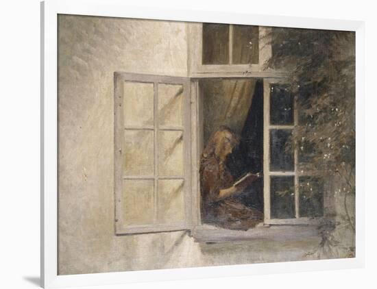 A Girl Reading in a Window-Peter Ilsted-Framed Giclee Print