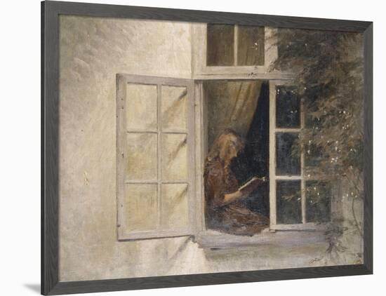 A Girl Reading in a Window-Peter Ilsted-Framed Giclee Print