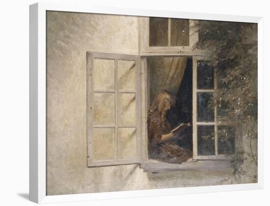 A Girl Reading in a Window-Peter Ilsted-Framed Giclee Print