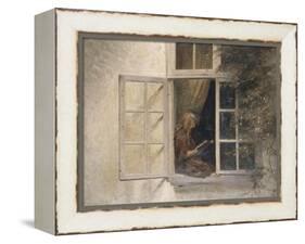 A Girl Reading in a Window-Peter Ilsted-Framed Premier Image Canvas
