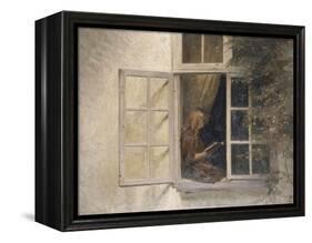 A Girl Reading in a Window-Peter Ilsted-Framed Premier Image Canvas