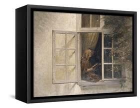 A Girl Reading in a Window-Peter Ilsted-Framed Premier Image Canvas