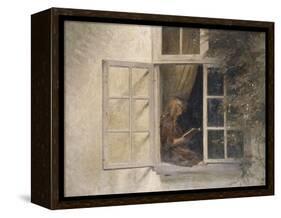 A Girl Reading in a Window-Peter Ilsted-Framed Premier Image Canvas
