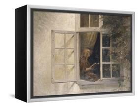 A Girl Reading in a Window-Peter Ilsted-Framed Premier Image Canvas