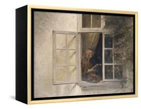 A Girl Reading in a Window-Peter Ilsted-Framed Premier Image Canvas