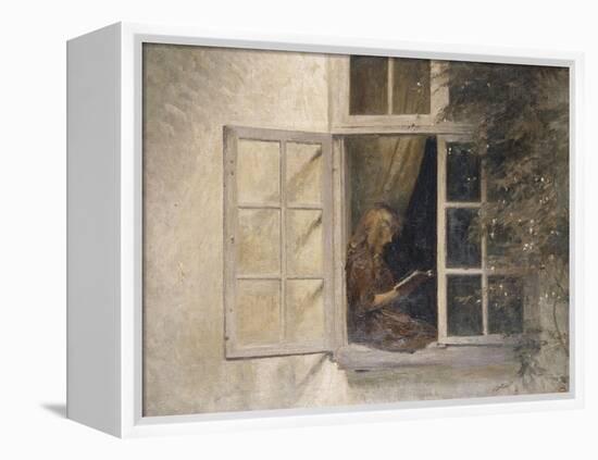 A Girl Reading in a Window-Peter Ilsted-Framed Premier Image Canvas
