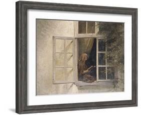 A Girl Reading in a Window-Peter Ilsted-Framed Giclee Print