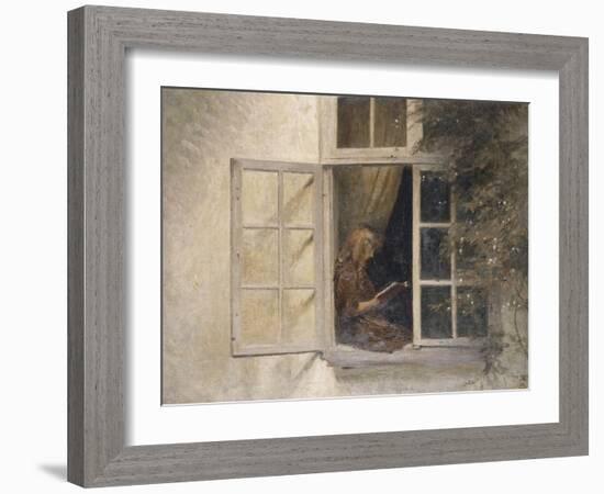 A Girl Reading in a Window-Peter Ilsted-Framed Giclee Print