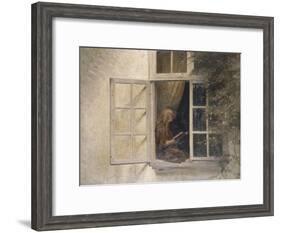 A Girl Reading in a Window-Peter Ilsted-Framed Giclee Print