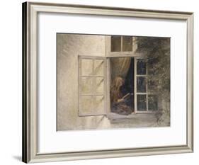 A Girl Reading in a Window-Peter Ilsted-Framed Giclee Print