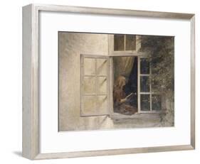 A Girl Reading in a Window-Peter Ilsted-Framed Giclee Print