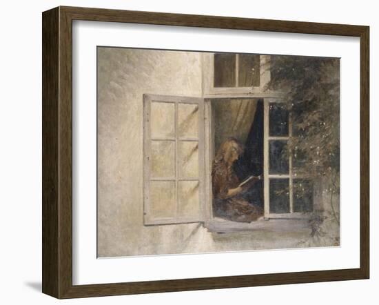 A Girl Reading in a Window-Peter Ilsted-Framed Giclee Print