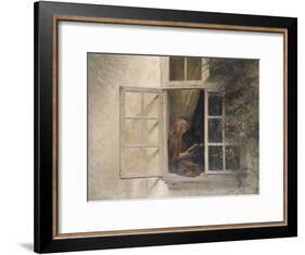 A Girl Reading in a Window-Peter Ilsted-Framed Giclee Print