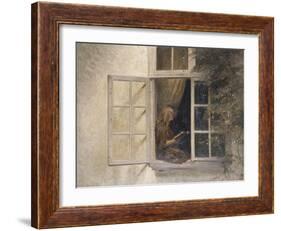 A Girl Reading in a Window-Peter Ilsted-Framed Giclee Print