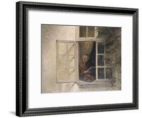 A Girl Reading in a Window-Peter Ilsted-Framed Giclee Print
