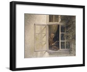 A Girl Reading in a Window-Peter Ilsted-Framed Giclee Print
