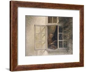 A Girl Reading in a Window-Peter Ilsted-Framed Giclee Print