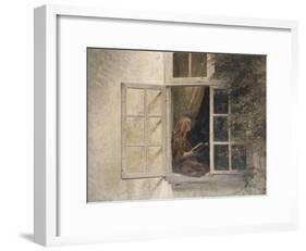 A Girl Reading in a Window-Peter Ilsted-Framed Giclee Print