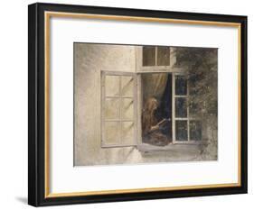 A Girl Reading in a Window-Peter Ilsted-Framed Giclee Print