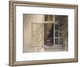 A Girl Reading in a Window-Peter Ilsted-Framed Giclee Print