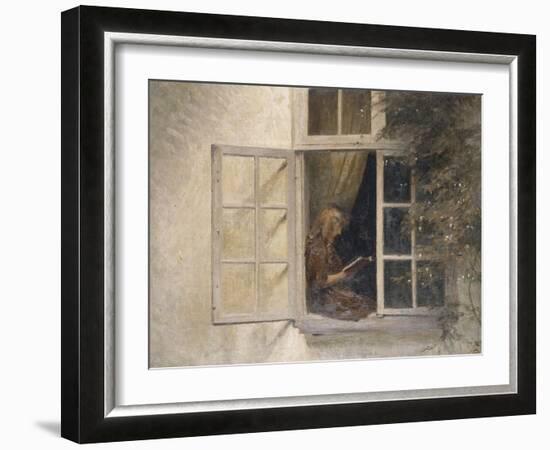 A Girl Reading in a Window-Peter Ilsted-Framed Giclee Print