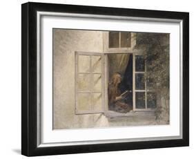 A Girl Reading in a Window-Peter Ilsted-Framed Giclee Print