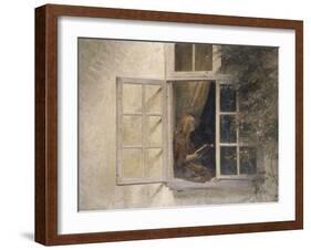 A Girl Reading in a Window-Peter Ilsted-Framed Giclee Print
