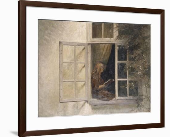 A Girl Reading in a Window-Peter Ilsted-Framed Giclee Print