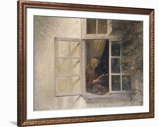 A Girl Reading in a Window-Peter Ilsted-Framed Giclee Print