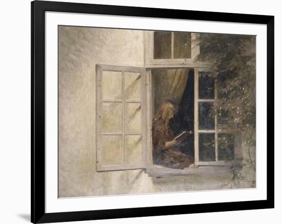 A Girl Reading in a Window-Peter Ilsted-Framed Giclee Print