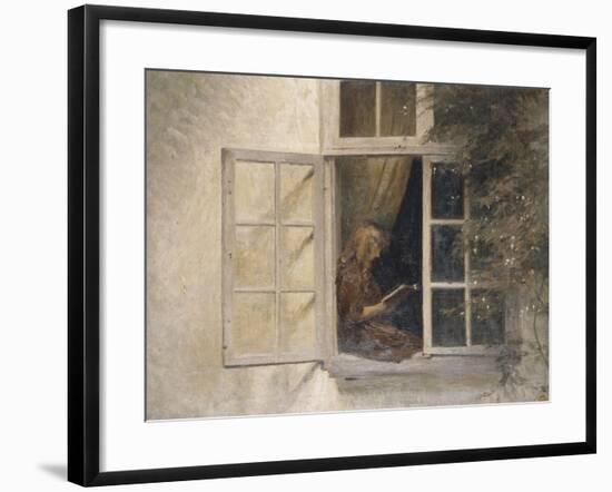 A Girl Reading in a Window-Peter Ilsted-Framed Giclee Print
