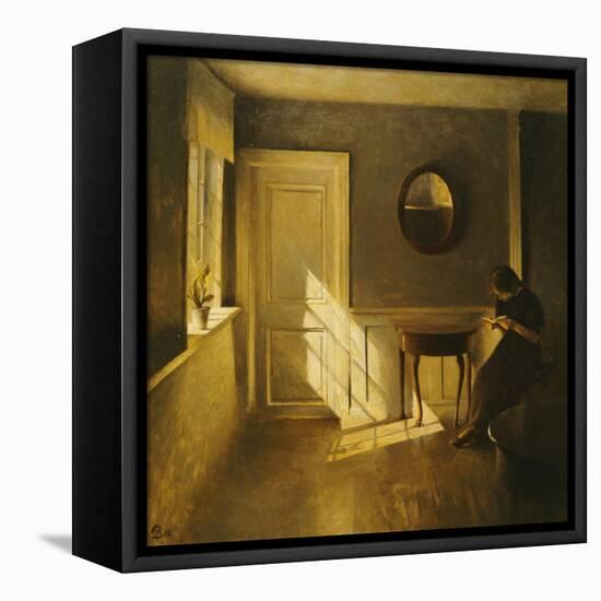 A Girl Reading in an Interior-Peter Ilsted-Framed Premier Image Canvas