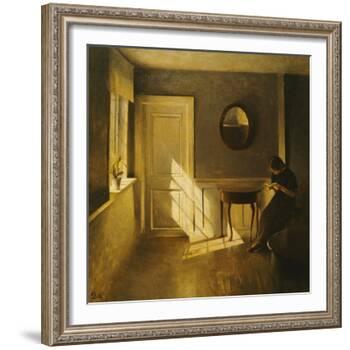 A Girl Reading in an Interior-Peter Ilsted-Framed Giclee Print