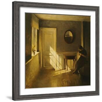 A Girl Reading in an Interior-Peter Ilsted-Framed Giclee Print