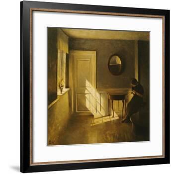 A Girl Reading in an Interior-Peter Ilsted-Framed Giclee Print