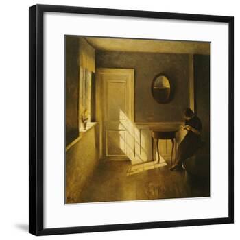 A Girl Reading in an Interior-Peter Ilsted-Framed Giclee Print